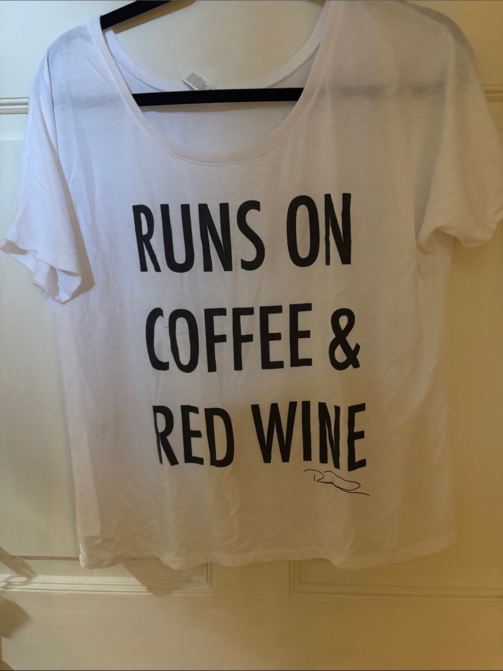 Women's White 'Runs On Coffee & Red Wine' Graphic Tee